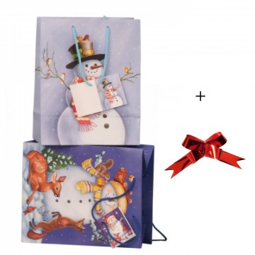 Sac cadeau avec bonhomme de neige 18x10,2x23cm, 2