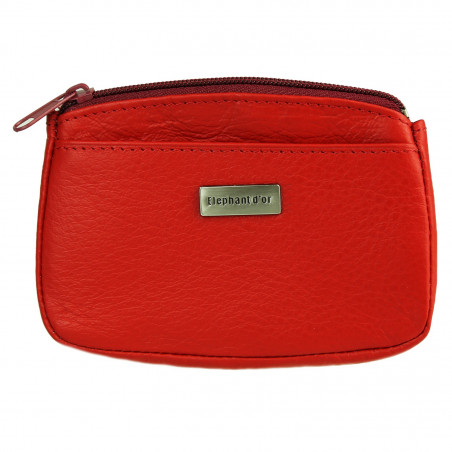 Tout-en-un étui porte-monnaie / porte-clés zippé en cuir de vachette N1287 Marron chocolat