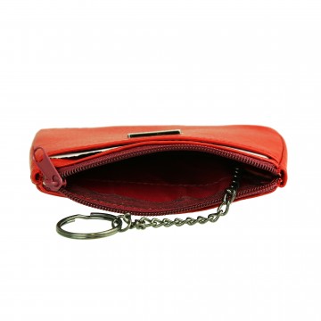 Tout-en-un étui porte-monnaie / porte-clés zippé en cuir de vachette N1287 Marron chocolat