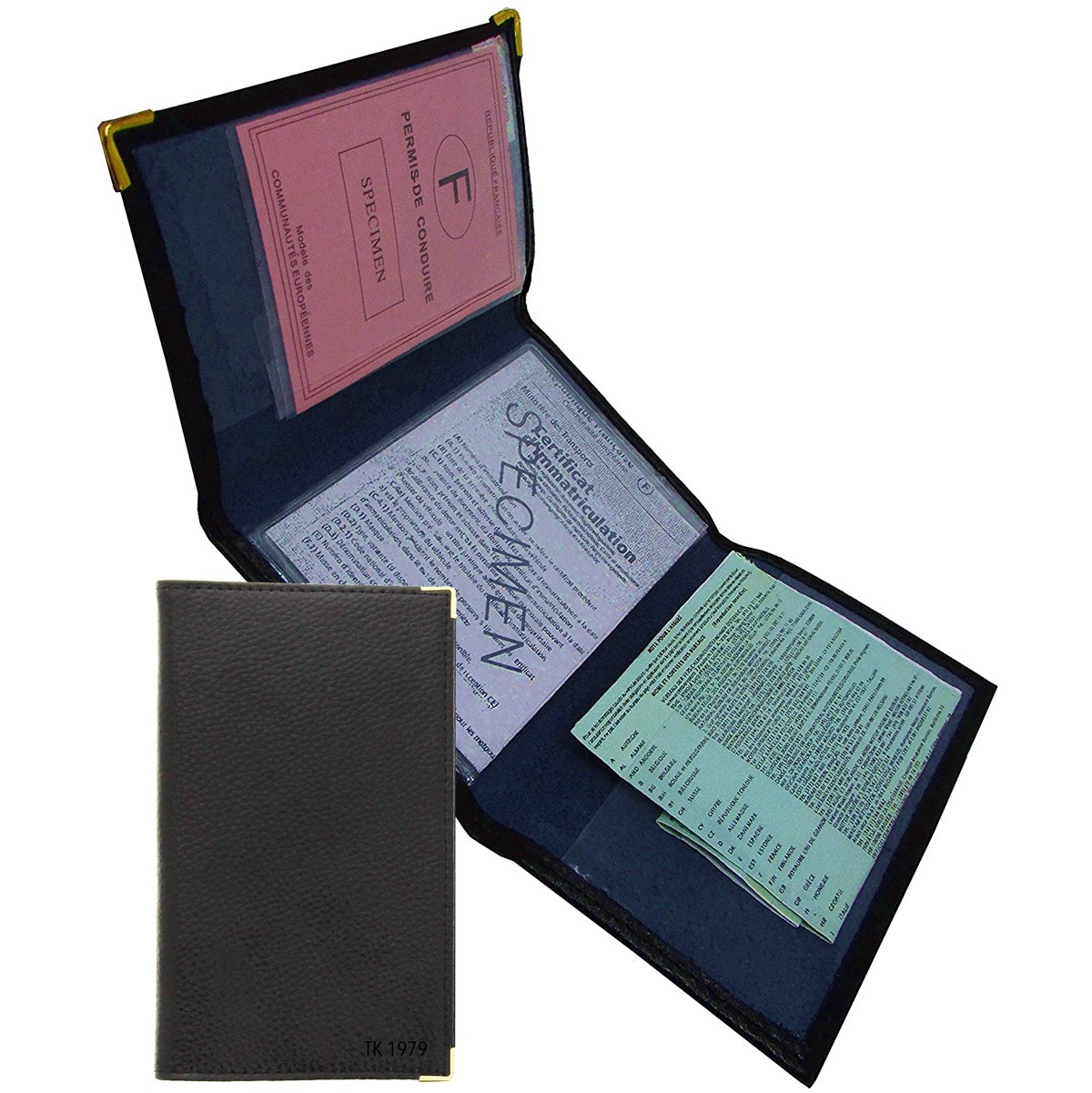 kwmobile Porte permis de conduire carte grise avec compartiments cartes  passeport - Étui portefeuille de protection en simili cuir or rose