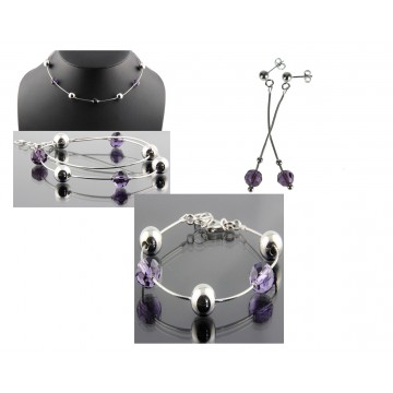 Collier chaine Argent 925 Cristaux violet N634