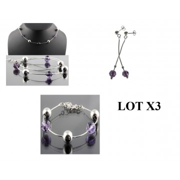 Collier chaine Argent 925 Cristaux violet N634