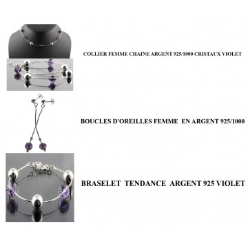 Collier chaine Argent 925 Cristaux violet N634