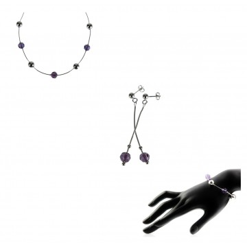 Collier chaine Argent 925 Cristaux violet N634