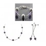 LOT DE 3 Collier Femme chaine/Boucles d'oreilles/BRASELET TENDANCE Argent 925/1000 Cristaux violet