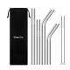 Lot 10 pailles en Acier Inoxydable, pailles métalliques réutilisables avec 2 pinceaux de Nettoyage pour Cocktails et Boissons