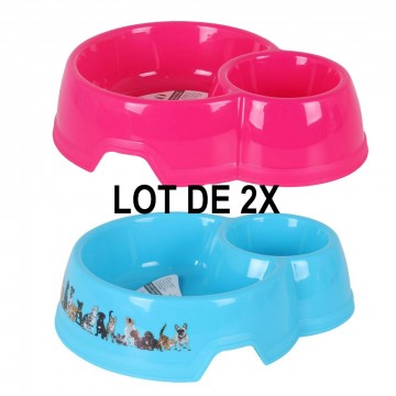 mangeoire double pet deco 750ml mct pet