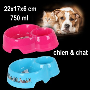 mangeoire double pet deco 750ml mct pet