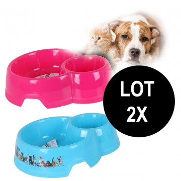 mangeoire double pet deco 750ml mct pet