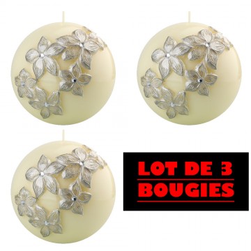 Bougie Ronde "FLEUR" diamètre 10 cm ECRU