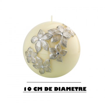 Bougie Ronde "FLEUR" diamètre 10 cm ECRU