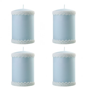 Lot de 4 Bougies Cylindrique "GLASS SCENTED CANDLE BABY" 7X10 cm BLEU