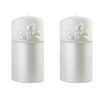 Bougies "ANGELS" 14x7 cm Lot de 2 Bougies décorative BLANC