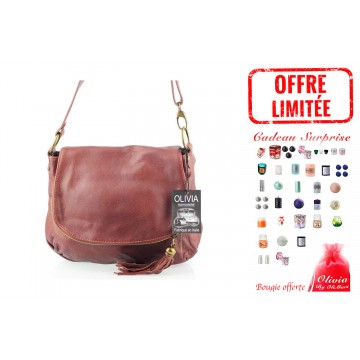 Sac à bandoulière femme Cuir marron/cognac foncé PALERME N1269 Sac en cuir PRIX WEB