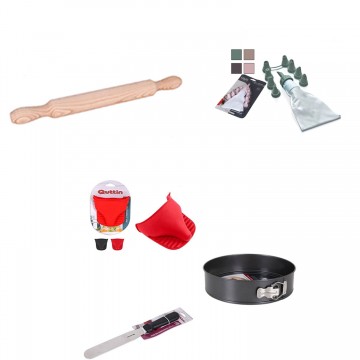 Moule à gâteau + Gant cuisine + Pelle à gâteau +Sac à pâtisserie avec 8 accessoires Poche à douille+1 Rouleau à pâtisserie