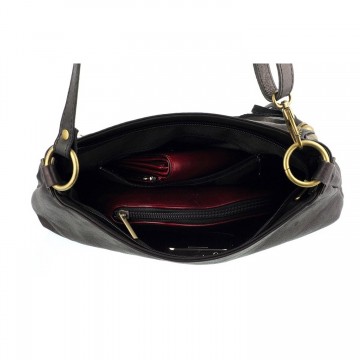 Sac bandoulière Cuir noir PALERME N1086 Sac en cuir PRIX DU WEB