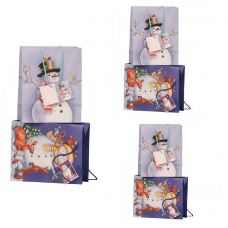 Sac cadeau avec bonhomme de neige 18x10,2x23cm, 2