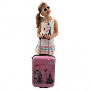 Valise enfant/fille ROSE LOVE PARIS 2031 ABS 50CM