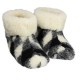 Chausson Hiver J4-B Femmes Unisexe Pantoufles en Laine Bottes Hommes semelles cuir