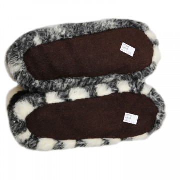 Chausson Hiver J4-B Femmes Unisexe Pantoufles en Laine Bottes Hommes semelles cuir