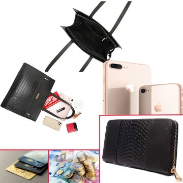 Sac à main femme   + Cadeau surprise, Sac Cabas Femmes PU Cuir ECO Grand Sac a Main Travail Cours Lycee Bandouliere