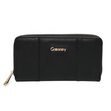Portefeuille femme, mode & tendance, zip doré avec logo Gallantry, Noir N3787