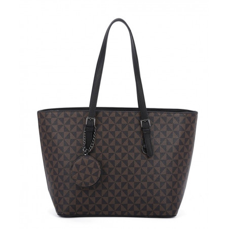 Sac à main femme + Cadeau surprise, Sac Cabas Femmes PU Cuir ECO Grand Sac a Main Travail Cours NOIR