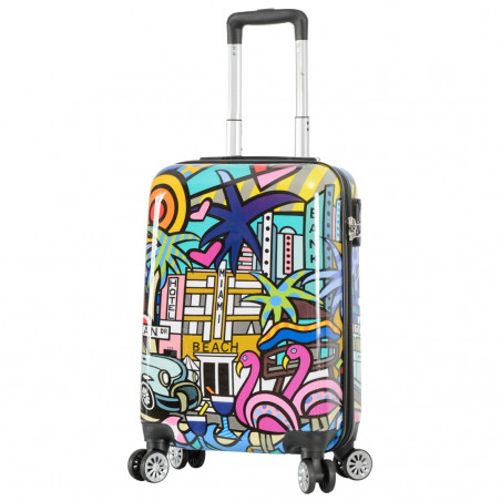 Valise Cabine Madisson Print Miami Beach 55 cm violet AIC-96820K