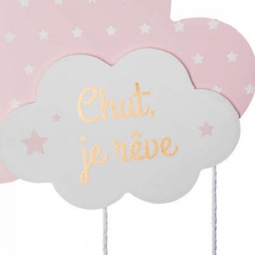 Deco mural mdf nuage rose 60x24, rose
