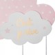 Deco mural mdf nuage rose 60x24, rose