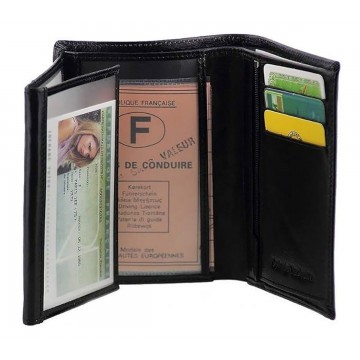 GRAND CLASSIQUE - Portefeuille en cuir noir N1282 - Portefeuille homme