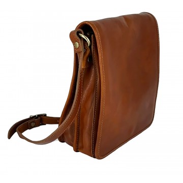 Sac bandoulière cuir souple. sac en cuir Italien. Ines N1273 Marron Camel