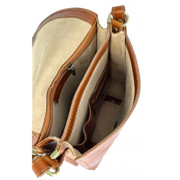 Sac bandoulière cuir souple. sac en cuir Italien. Ines N1273 Marron Camel