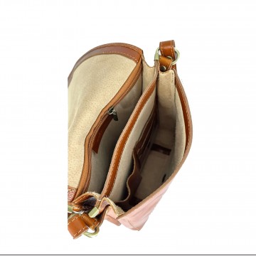 Sac bandoulière cuir souple. sac en cuir Italien. Ines N1273 Marron Camel
