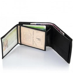 Portefeuille à l'italienne Cuir noir N1181 Porte-monnaie homme Cadeau prête à offrir ou s'offrir