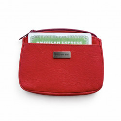 Tout-en-un étui porte-monnaie / porte-clés zippé en cuir de vachette N1287 Marron chocolat