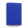 Portefeuille en cuir bleu grainé, 15 x 10,5 cm