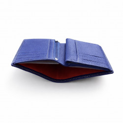 Portefeuille en cuir grainé bleu 1830 - design. solide. résistant - 15 x 10.5 cm