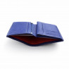 Portefeuille en cuir bleu grainé, 15 x 10,5 cm