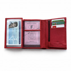 Portefeuille Design pour homme/femme en cuir rouge N1323
