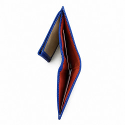 Portefeuille en cuir grainé bleu 1830 - design. solide. résistant - 15 x 10.5 cm