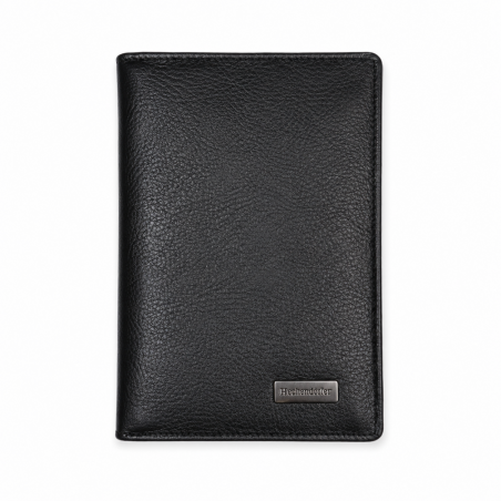 Porte-cartes en cuir de vachette lisse pour homme et femme, , couleur noir