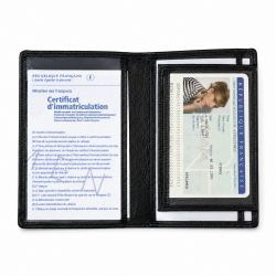 Cadeu utile Homme/Femme - Porte papiers en cuir de vachette lisse N1279 NOIR