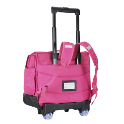 Sac à dos à roulettes rose CHERRY pour les élèves de CM1 et CM2.