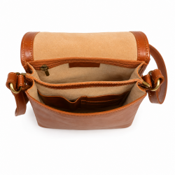 Sac bandoulière cuir . sac en cuir Italien. Marron Camel