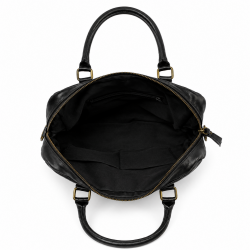 Sac à main de femme en cuir de vachette, porté main ou épaule, modèle sculpté 37x27x15 cm, incluant un cadeau surprise.