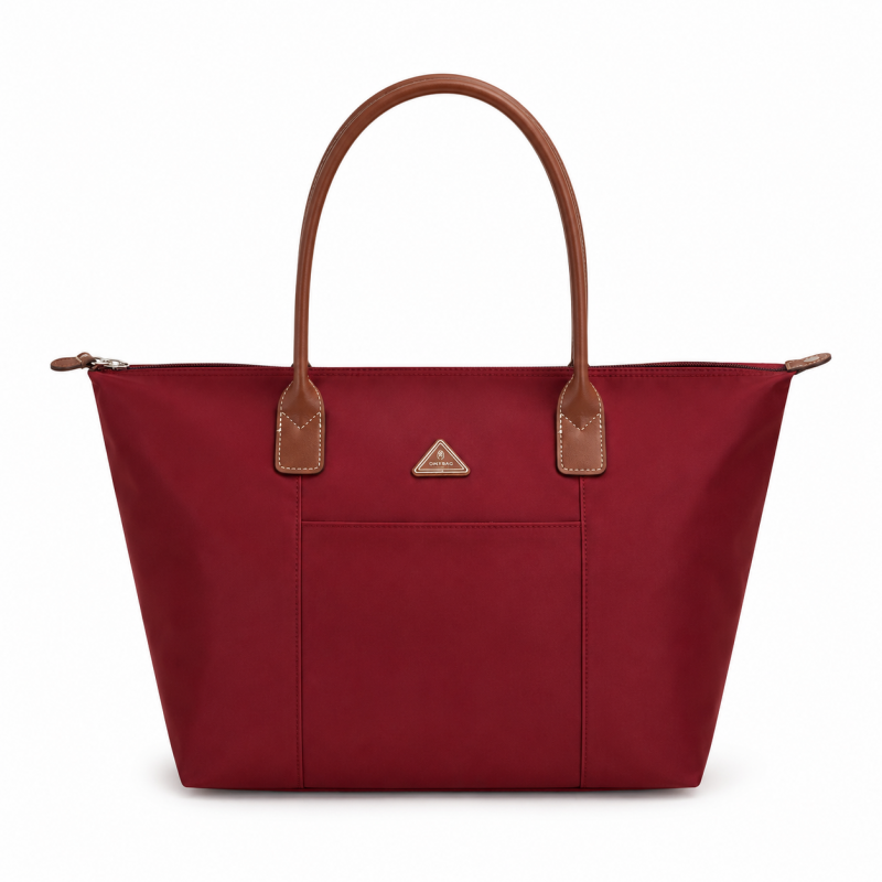 Sac SHOPPING / ETUDIANTE / VOYAGE - Nylon et Cuir SYNT. Très résistant - 50X32 CM