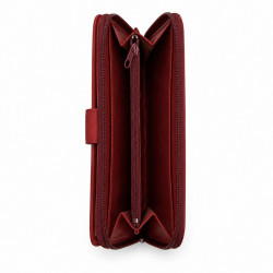 Grand portefeuille zippé tendance pour femme, cuir lisse.