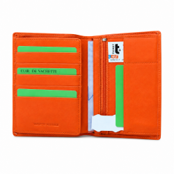 Portefeuille cuir orange FANCIL N1636 portefeuille homme/femme. classique et moderne à la fois