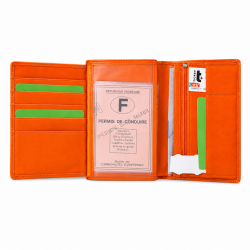 Portefeuille cuir orange FANCIL portefeuille homme/femme. classique et moderne à la fois
